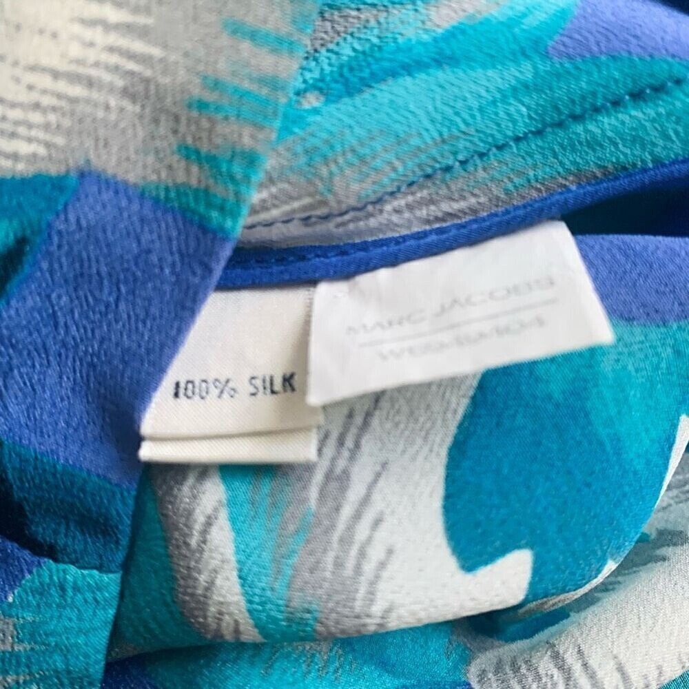 Marc Jacobs Silk Shorts Women's 6 Floral Blue Teal Gray Resort Vacation Flowy - Picture 7 of 7